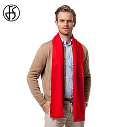 FS European Solid Colour Men Red Scarf Brand Designer Style Wool Soft Cashmere Scarves Cachecol Masculino Inverno Winter Shawls 240112