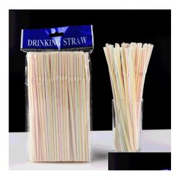 Drinking Straws 100Pcs/Bag Disposable Plastic Drinking St Colorf Bend Drink Sts Fruit Juice Milk Tea Pipe Bar Party Accessory Sn2111 D Dhub8