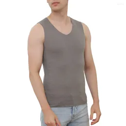 Men's Tank Tops Casual Inside Thermal Underwear Vest For Men Solid V Neck Sleeveless Warm Undershirt Winter Bottoming T Shirt Vests