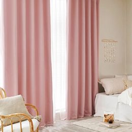 Modern Blackout Curtain For Bedroom pink Color Girl Curtians For Living Room Window Treatment Drapes High Shading 85% Custom 240113