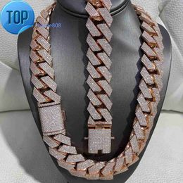 Rapper de Hip Hop Chain Cuba 925 Prata 25mm de largura 4 linhas VVs Moissanite Iceneiro completo Colar Chain Link Chain