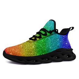 Coolcustomize Custom Colourful Gradual fluorescence good looking women running tennis sports shoes men fashion comfort light weight couple shoes unique footwear