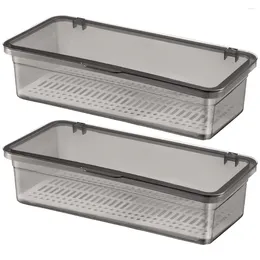 Kitchen Storage 2 Pcs Cutlery Box Plastic Drawers Home Supplies Household Organiser Tray Utensil Holder Baby Transparent Lid