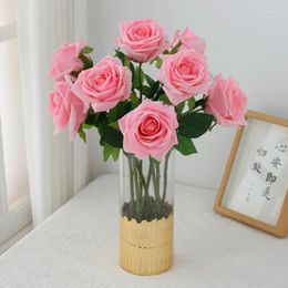 Decorative Flowers High End Touch Moisturising Rose Artificial Flower Wedding Decoration Home Pography Props