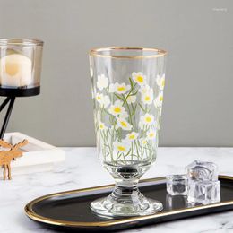 Wine Glasses 1/2/4Pcs Daisy Tulip Glass Footed Cup Golden Mouth Whisky Dessert Cupfrench Juice