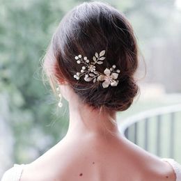 Hair Clips Bridal Clip Oil Dropping Alloy Flower Handmade Pearl Edge Wedding Dress Headwear Accessories