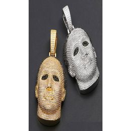 Pendant Necklaces 14K Iced Out Gold Custom Michael Myers Pendant Cz Big Size Solid Character Pendants Hiphop Jewellery Christmas Valenti Dh5Qv