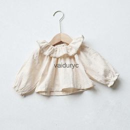 Kinderhemden Milancel Baby Kleidung Peter Pan Kragen Mädchen Bluse Langarm Basishemd Hemd H240508