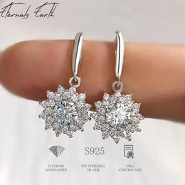 Elegant 05CT Diamond Sun Flower Earrings for Women 925 Sterling Silver Luxury Engagement Fine Jewellery 240112