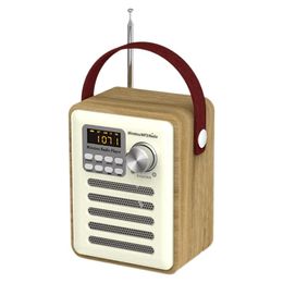 Radio Fm Radio Retro Wooden Box Radio with Handle, with Bluetooth Speaker Function