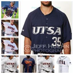 Custom UTSA Roadrunners baseball jersey all stitched Mens Women jerseys 14 Ryan Ward 15 Caleb Hill 16 Garrett Poston 17 Zach Royse 18 Josh Salinas 19 Garrett Brooks