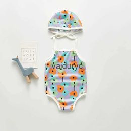 One-Pieces MILANCEL Summer Baby Girl Swimwear Cute Flower Swimsuit with Hat Girls for Kids H240508