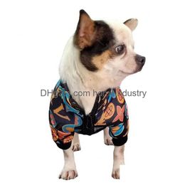 Classic Print Dog Jacket Fashion Luxury Zipper Warm Coat Designer Thin Blouse Schnauzer French Bucket Drop Delivery Dhbli