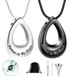 Pendant Necklaces Hollow Teardrop Cremation For Human/Pet Ashes Mini Memorial Urns Necklace Keepsake Stainless Steel Jewelry
