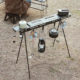 Camping Support Stand Bracket Plate Foldable Tripod Shelf Board High Strength Bending with Hanging Hole for BBQ Picnic Hiking 240112