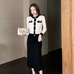 Work Dresses Arrival Women Set Temperament Comfortable Jacket And Long A-line Skirt Fashion High Quality Style Knit Bouncy