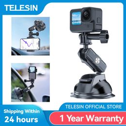 Holders Telesin Car Phone Action Camera Holder Suction Cup 360 Adjustable 1/4 Standard Adapter for Gopro Insta360 Dji Action Smart Phone