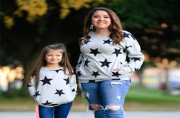 2021 Newest Mother And Daughter Matching Clothes Baby Girls Tshirt Tops Fashiop Lesure Outfits Stars Sweater Comfortable Family L5003469