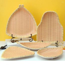 Plates Polished Edge Serving Tray Hand Woven Imitation Bamboo Plate For Restaurant El Bbq Round Smooth Edges High Temperature