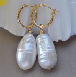 Dangle Earrings Z10963 23mm White Baroque Drop Keshi Reborn Pearl Earring