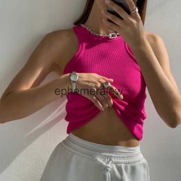 Women's Tanks Camis Summer Sexy Backless Tank Top Women Sleeveless Vest Quality Y2k Knitted Tops Casual Solid Color Basic Camisoleephemeralew