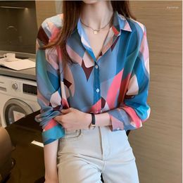 Women's Blouses Button Down Fall Long Sleeve Casual Collared Chiffon Shirts For Women Dressy Tops Office Work Wear Streetwear