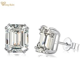 Wong Rain 100% 925 Sterling Silver Emerald Cut 4CT High Carbon Diamonds Ear Stud Earrings Wedding Party Jewellery Drop 240112