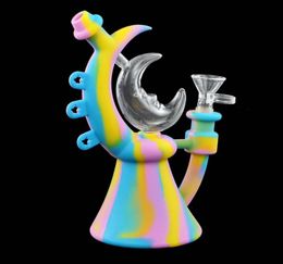 Moon silicone hand pipe electric dab rig smoke spoon pipes food grade Tobacco Herb Cigarette bong Smoking Accessories wax burner6118575