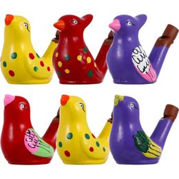 6pcs Ceramic Bird Whistles Funny Water Whistle Noise Makers Bathtime Musical Instrument Toys Kids Party Favours Gift Random Style 240112