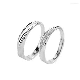 Cluster Rings S925 Sterling Silver Couple Ring Opening Design Feeling Small Valentine's Day Gift CCR46