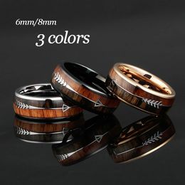 68mm Tungsten Carbide Rings for Men Women Wedding Bands Nature Koa Wood Inlay Free Engraving Comfort Fit 240112