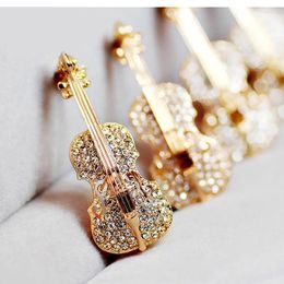 Brooches 2024 Korea Trendy Women Violin Pins Personality Crystal Rhinestone Pin Charm Wedding Bride Jewellery Gift