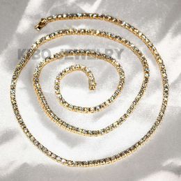 Luxury Lab Diamonds Necklace Real 10k 14k Solid Gold 3mm Lab Grown Diamond Tennis Chain