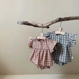 Clothing Sets MILANCEL 2023 Summer Baby Set Palid Newborn Clothes Rufflee Tee And Bloomer 2 Pcs H240508