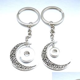 Noosa Snap Button Key Rings Vintage Sier Moon Keychains Diy 12Mm 18Mm Snaps Buttons Jewellery Men Drop Delivery Dh1Bw