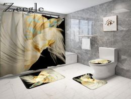 Bath Mats Abstract White Horse Mat And Shower Curtain Set Microfiber Bathroom Floor Rug Absorbent Carpet Foot7715298