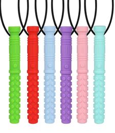 Sensory Chew Necklace Upgrade Textured Saber Chewing Pendant Silicone Teethers Oral Motor Chew Toys Chewlery Necklace for Infant K6175481