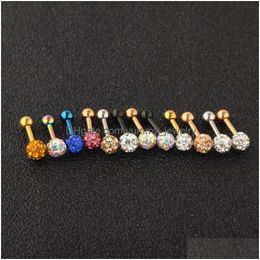 Paslanmaz çelik kristal kulak saplama kıkırdak tragus küpeleri Set sarmal gövde piercing takı kadınlar için takılar 120pcs Drop Teslim