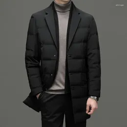 Men's Suits Warm White Down Jacket Long Scarf Collar High-grade Korean Version Of The British Style Host Casual Blazer