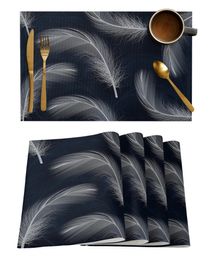 Feather Gradient Table Mat Wedding Holiday Party Dining Placemat Kitchen Accessories Napkin 240112