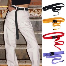 Belts Adjustable Canvas Women Solid Color Long Belt Casual Waist With Plastic Buckle Fashion Cool Style Black Female Waistband
