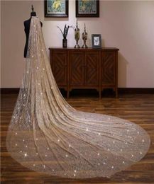 sparkly Blingbling Glitters Bridal Veils Luxury Wedding Veil Bride 335Meters Long Cathedral Veil With Comb Peigne Mariage5377096