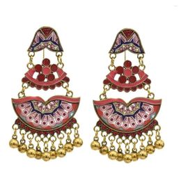 Dangle Earrings Jhumka Heart Flower Gypsy Afghan Jewellery Retro Ethnic Antique Beads Drop Tassel For Women Bohemian Gift