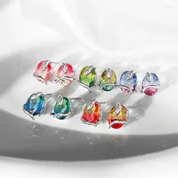 Stud Earrings 925 Silver Plated Crystal Oval Shape For Women Girls Wedding Jewellery Gift Eh2303