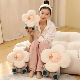 Soft Cartoon Plant Decoration Or Pillow Cushion Sun Figurine Toy Kawaii Flower Plush Stuffed Birthday Gift For Children 240113