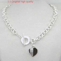 Tiffanyans S925 High Quality Women's Sier Chain Style Classic Design Necklace s Sier Key Heart Love Egg Brand Pendant Charm Nec Terling