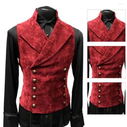 Men's Vests Chic Stand Collar Round Hem Men Waistcoat Streetwear Male Solid Colour Accessory