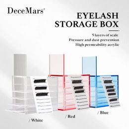 DeceMars False Eyelashes Storage Box 5 Layers Acrylic Pallet Lash Holder RED/BLUE/WHITE 240113