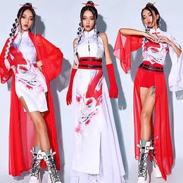 Stage Wear 2024 Kpop Jazz Dance Clothes Women Chinese Style White Suit Nightclub Gogo Dacer Performance Outfits Bar Dj Clothing Rave L12239