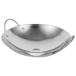 Pans Frying Pan Cooking Pot With Handle Camping Stainless Steel Wok Small Pots For Stock Kitchen Metal